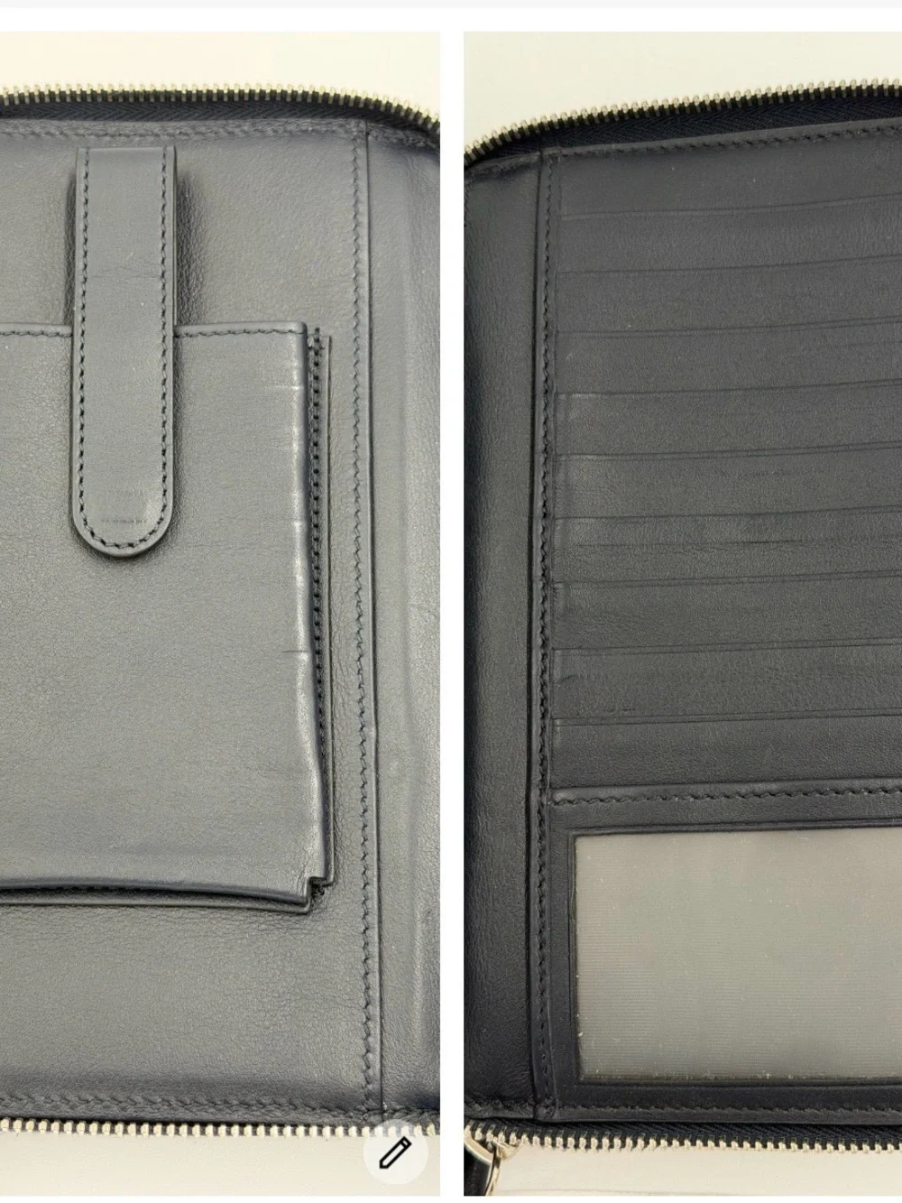 Gucci Navy Embossed GG Two Section Zip Around Leather Organizer Great Condition - Picture 15 of 16
